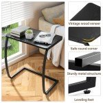 Vintage C-Shaped Side Table for Sofa