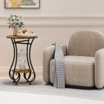 Small Round Side Table with Lower Shelf
