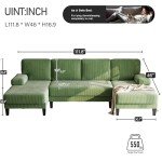 Green U-Shaped Corduroy Sectional Sofa for Small Spaces