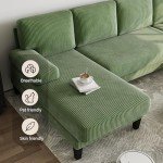 Green U-Shaped Corduroy Sectional Sofa for Small Spaces
