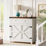Flamaker Farmhouse Sideboard Buffet Cabinet in White