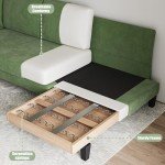 Green U-Shaped Corduroy Sectional Sofa for Small Spaces