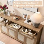 Boho Rattan Sideboard Buffet Cabinet with Storage
