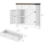 Flamaker Farmhouse Sideboard Buffet Cabinet in White