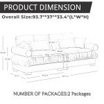 94" Green Velvet Modular Sectional Sofa with Pillows