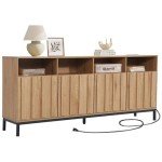 Large Storage Cabinet with Fluted Doors in Oak