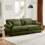 94" Green Velvet Modular Sectional Sofa with Pillows