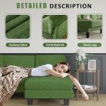 Green U-Shaped Corduroy Sectional Sofa for Small Spaces