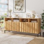 Large Storage Cabinet with Fluted Doors in Oak