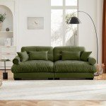 94" Green Velvet Modular Sectional Sofa with Pillows