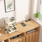 Large Storage Cabinet with Fluted Doors in Oak