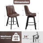 Set of 3 Leather Upholstered Swivel Bar Stools