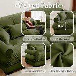94" Green Velvet Modular Sectional Sofa with Pillows