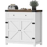 Flamaker Farmhouse Sideboard Buffet Cabinet in White