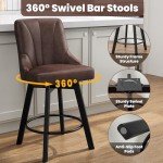 Set of 3 Leather Upholstered Swivel Bar Stools