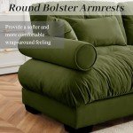 94" Green Velvet Modular Sectional Sofa with Pillows