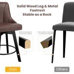 Set of 3 Leather Upholstered Swivel Bar Stools