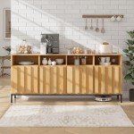 Large Storage Cabinet with Fluted Doors in Oak