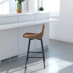 Brandon Modern Faux Leather Counter Stool - Camel