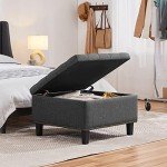 Yaheetech 28-Inch Storage Ottoman Bench in Gray