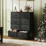 Tall Fabric Dresser with 8 Drawers - Charcoal Black