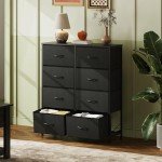 Tall Fabric Dresser with 8 Drawers - Charcoal Black
