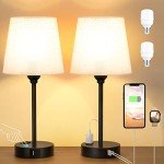 Set of 2 Mini Bedside Lamps with Charging Ports