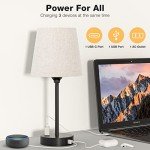 Set of 2 Mini Bedside Lamps with Charging Ports