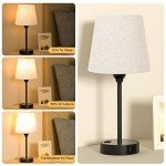 Set of 2 Mini Bedside Lamps with Charging Ports