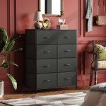 Tall Fabric Dresser with 8 Drawers - Charcoal Black
