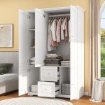 White 3-Door Bedroom Wardrobe with Drawers
