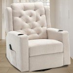 Beige Oversized Massage Rocker Recliner with Cup Holders