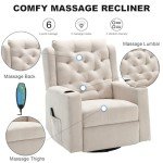 Beige Oversized Massage Rocker Recliner with Cup Holders