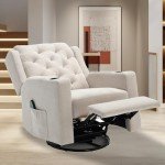 Beige Oversized Massage Rocker Recliner with Cup Holders