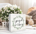 Botanical Eucalyptus Wood Box Sign for Decor