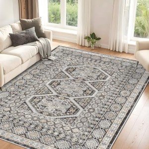 Soft Vintage Washable 5x7 Area Rug - Black
