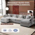 146" U-Shaped Modular Sofa with Ottomans - Grey