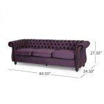 Chesterfield Sofa, Classic 3-Seater, Black Berry