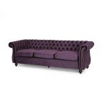 Chesterfield Sofa, Classic 3-Seater, Black Berry
