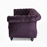 Chesterfield Sofa, Classic 3-Seater, Black Berry