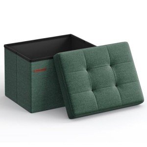 Small Folding Storage Ottoman - Retro Green