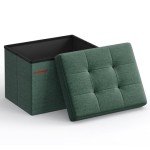 Small Folding Storage Ottoman - Retro Green