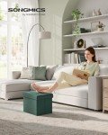 Small Folding Storage Ottoman - Retro Green