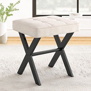 LUE BONA Square Linen Ottoman Foot Stool