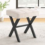 LUE BONA Square Linen Ottoman Foot Stool