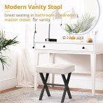 LUE BONA Square Linen Ottoman Foot Stool