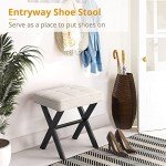 LUE BONA Square Linen Ottoman Foot Stool