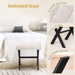 LUE BONA Square Linen Ottoman Foot Stool