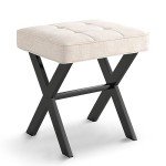 LUE BONA Square Linen Ottoman Foot Stool