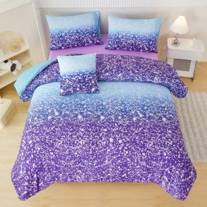 Purple Tie Dye Twin Bedding Set for Girls